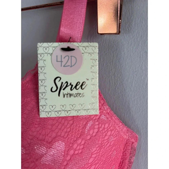 Spree Intimates Womens Underwired Lace Push Up Bra Coral Sz 42D - Picture 3 of 7